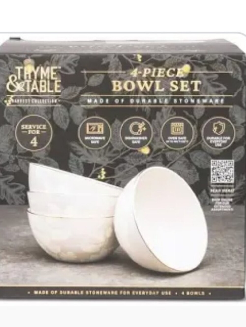 Thyme And Table Four Piece Stoneware Bowl Set White
